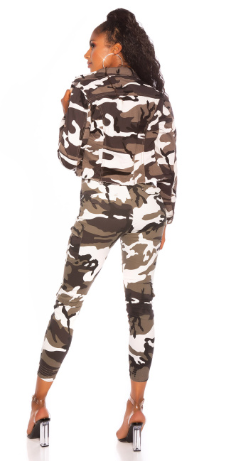 cropped military style jas camouflage